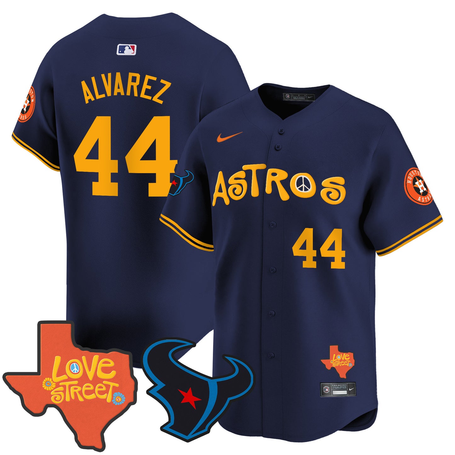 Astros Love Street & Texans Patch Vapor Premier Limited Jersey - All Stitched