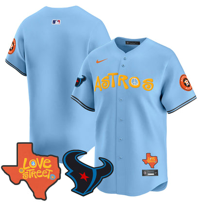 Astros Love Street & Texans Patch Vapor Premier Limited Jersey - All Stitched