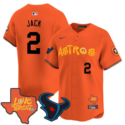 Astros Love Street & Texans Patch Vapor Premier Limited Jersey - All Stitched