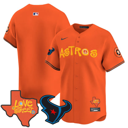 Astros Love Street & Texans Patch Vapor Premier Limited Jersey - All Stitched