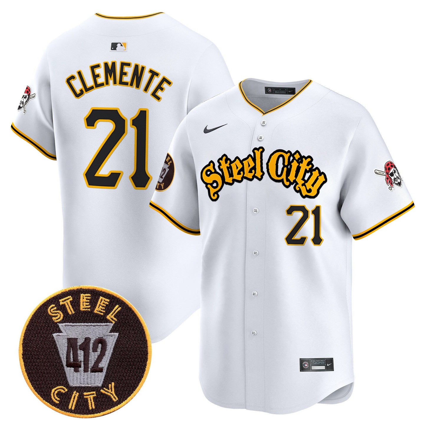 Pittsburgh Pirates 412 Patch Vapor Premier Limited Jersey - All Stitched