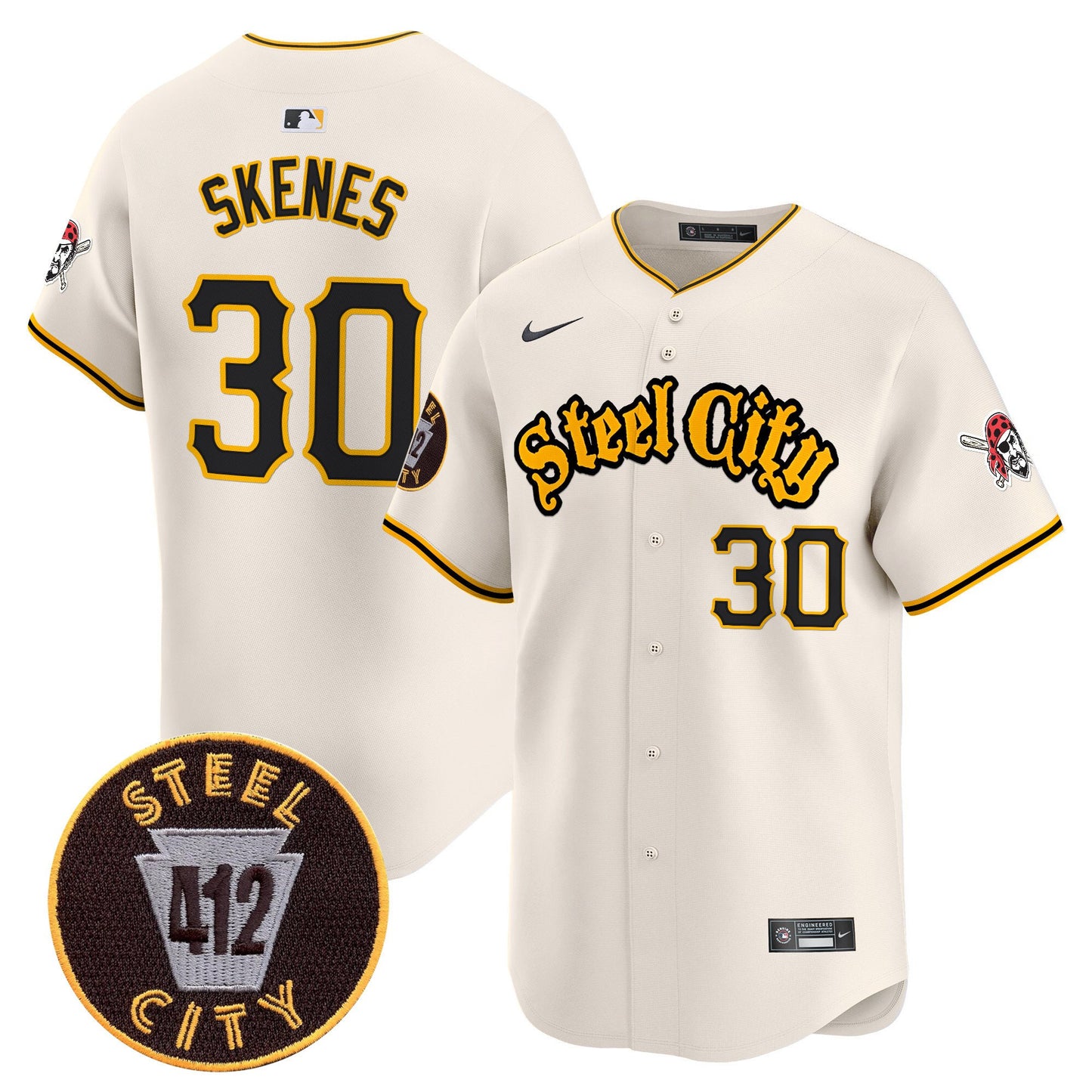 Pittsburgh Pirates 412 Patch Vapor Premier Limited Jersey - All Stitched