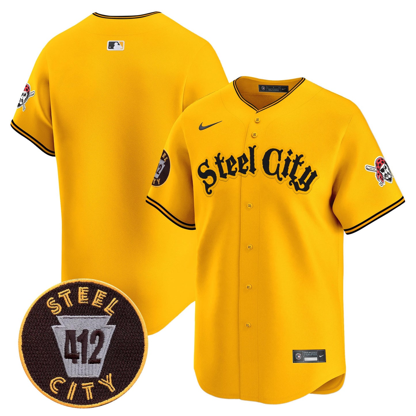 Pittsburgh Pirates 412 Patch Vapor Premier Limited Jersey - All Stitched