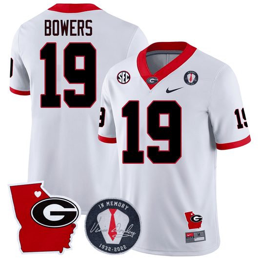 Georgia Bulldogs 2023 Vince Dooley Patch & Georgia State Map Jersey - All Stitched