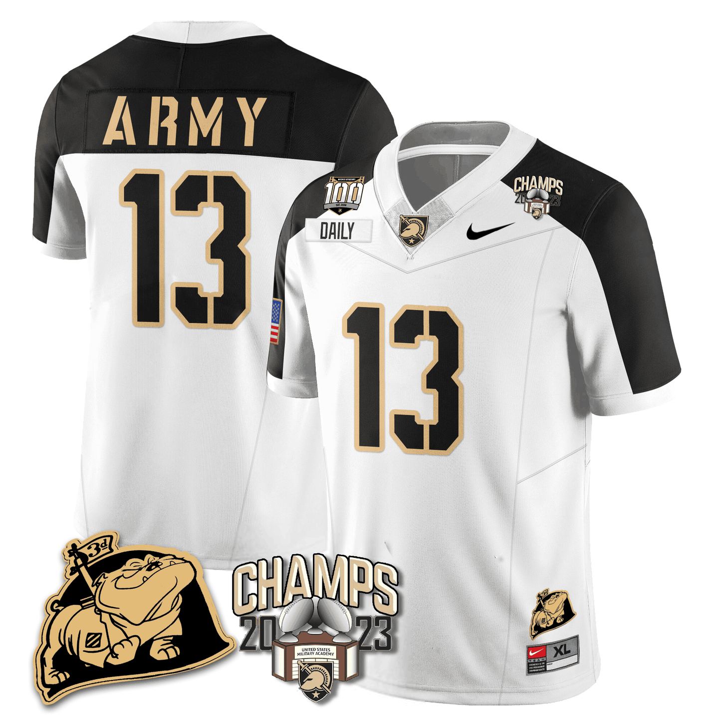 Army Black Knights 2023 CIC Trophy Champion Patch Jersey - All Stitched