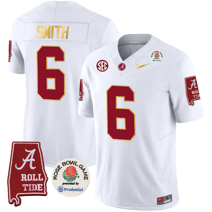 Alabama Crimson Tide Rose Bowl Patch Gold Trim Vapor Limited Jersey - All Stitched