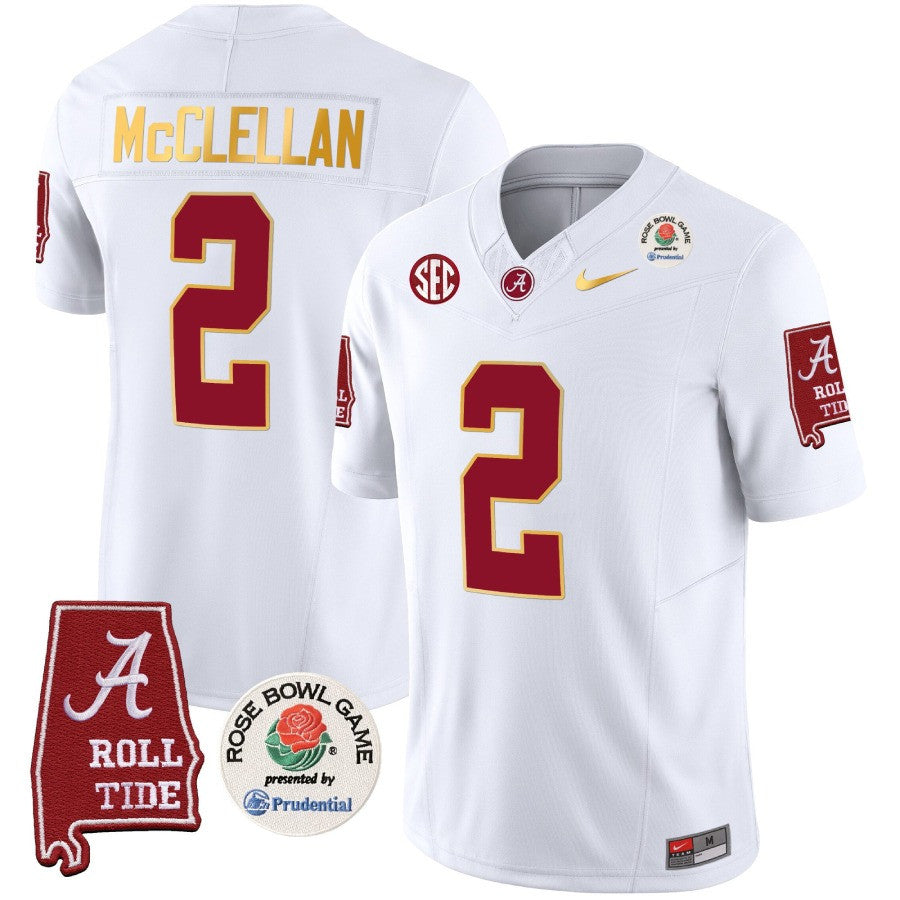 Alabama Crimson Tide Rose Bowl Patch Gold Trim Vapor Limited Jersey - All Stitched