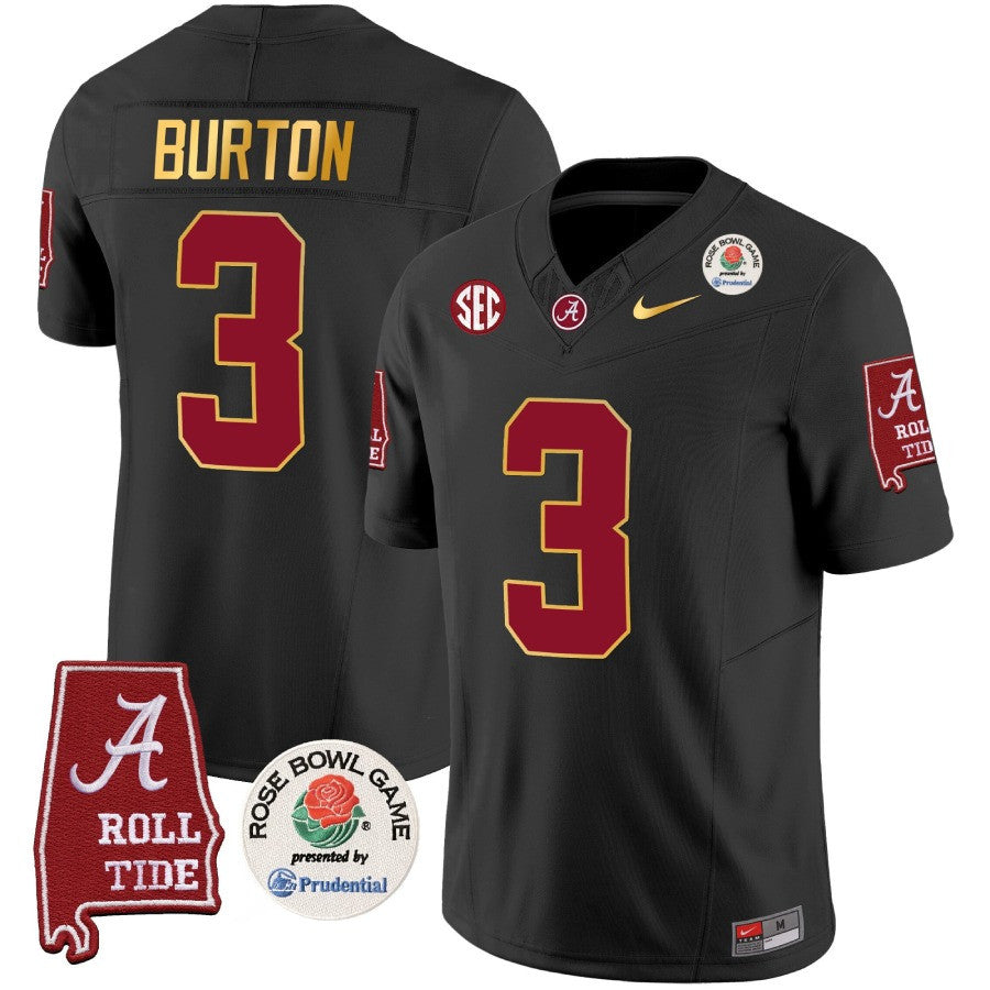 Alabama Crimson Tide Rose Bowl Patch Gold Trim Vapor Limited Jersey - All Stitched