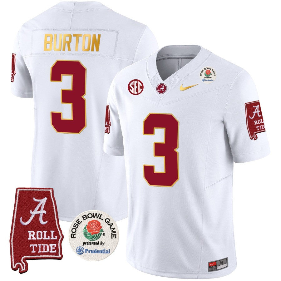 Alabama Crimson Tide Rose Bowl Patch Gold Trim Vapor Limited Jersey - All Stitched