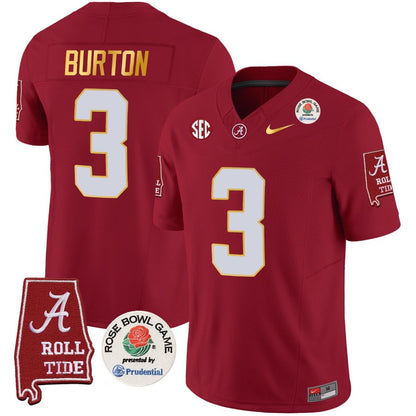 Alabama Crimson Tide Rose Bowl Patch Gold Trim Vapor Limited Jersey - All Stitched