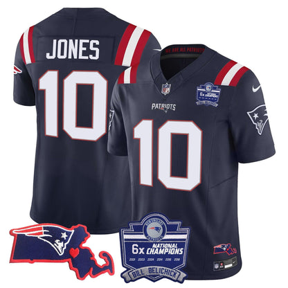 Patriots Bill Belichick 6x Champions Patch Vapor Jersey - All Stitched