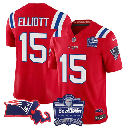 Patriots Bill Belichick 6x Champions Patch Vapor Jersey - All Stitched