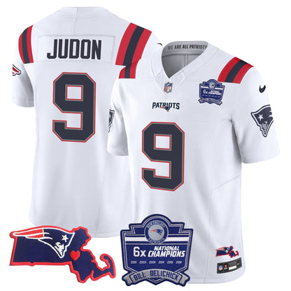 Patriots Bill Belichick 6x Champions Patch Vapor Jersey - All Stitched