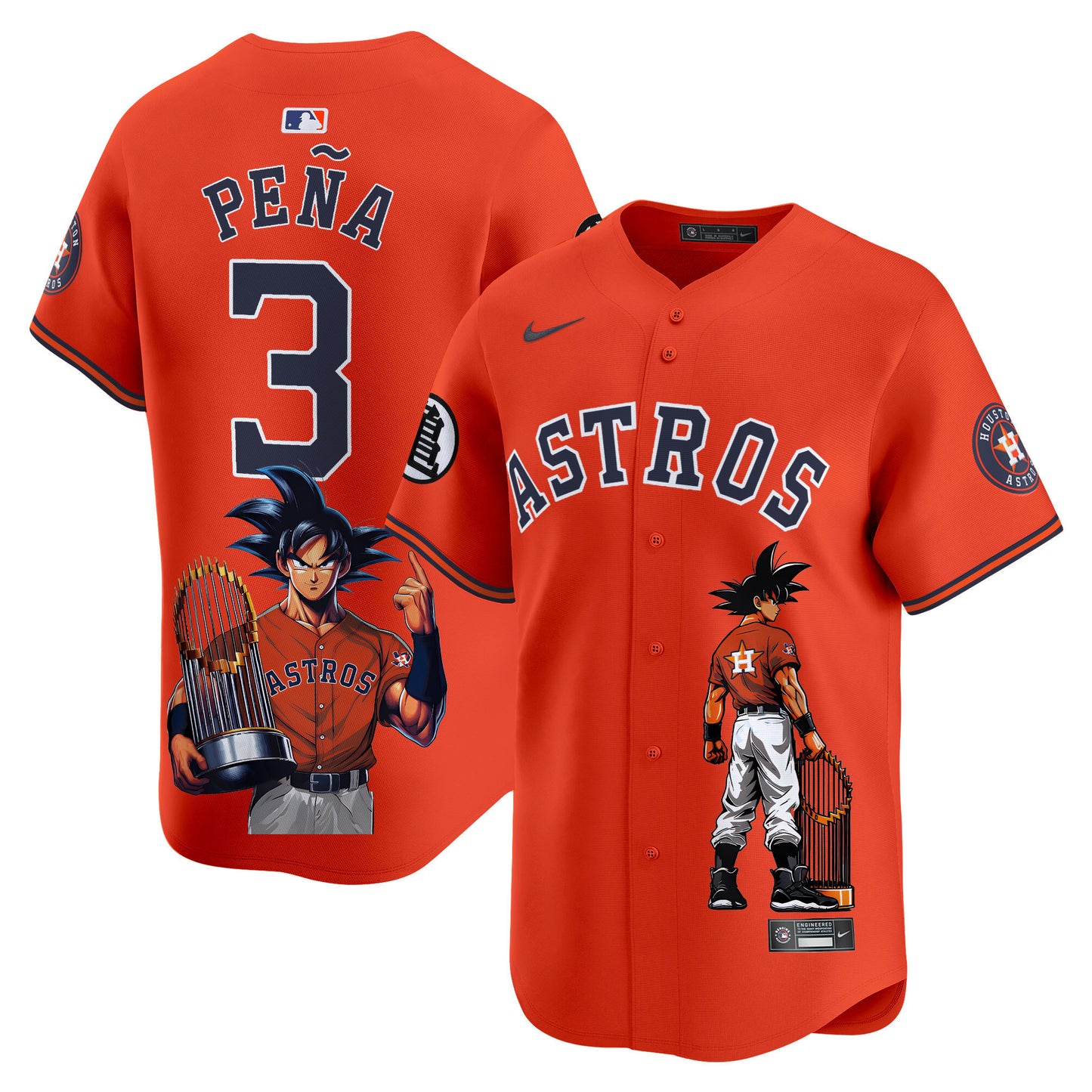 Astros Dragon Ball Son Goku Vapor Premier Limited Jersey - Printed