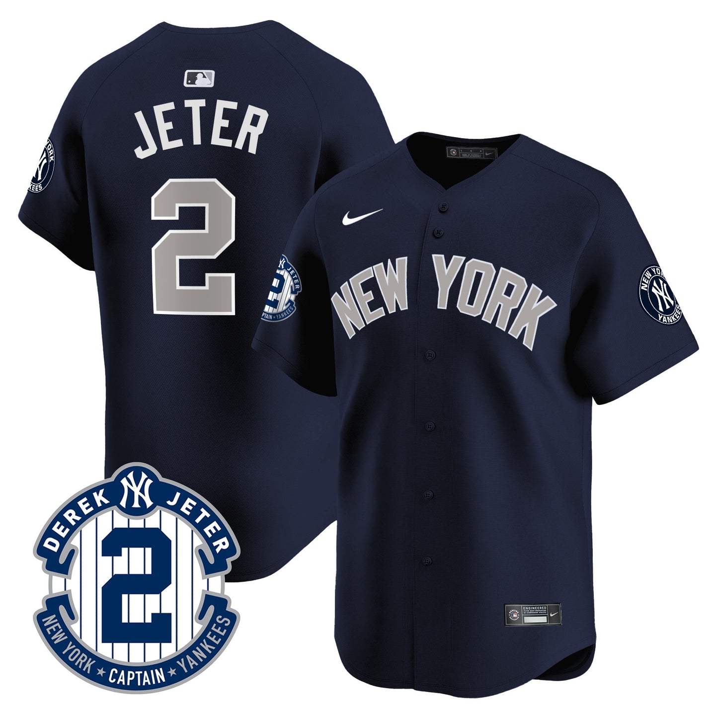 Yankees Derek Jeter Patch Vapor Premier Limited Jersey - All Stitched