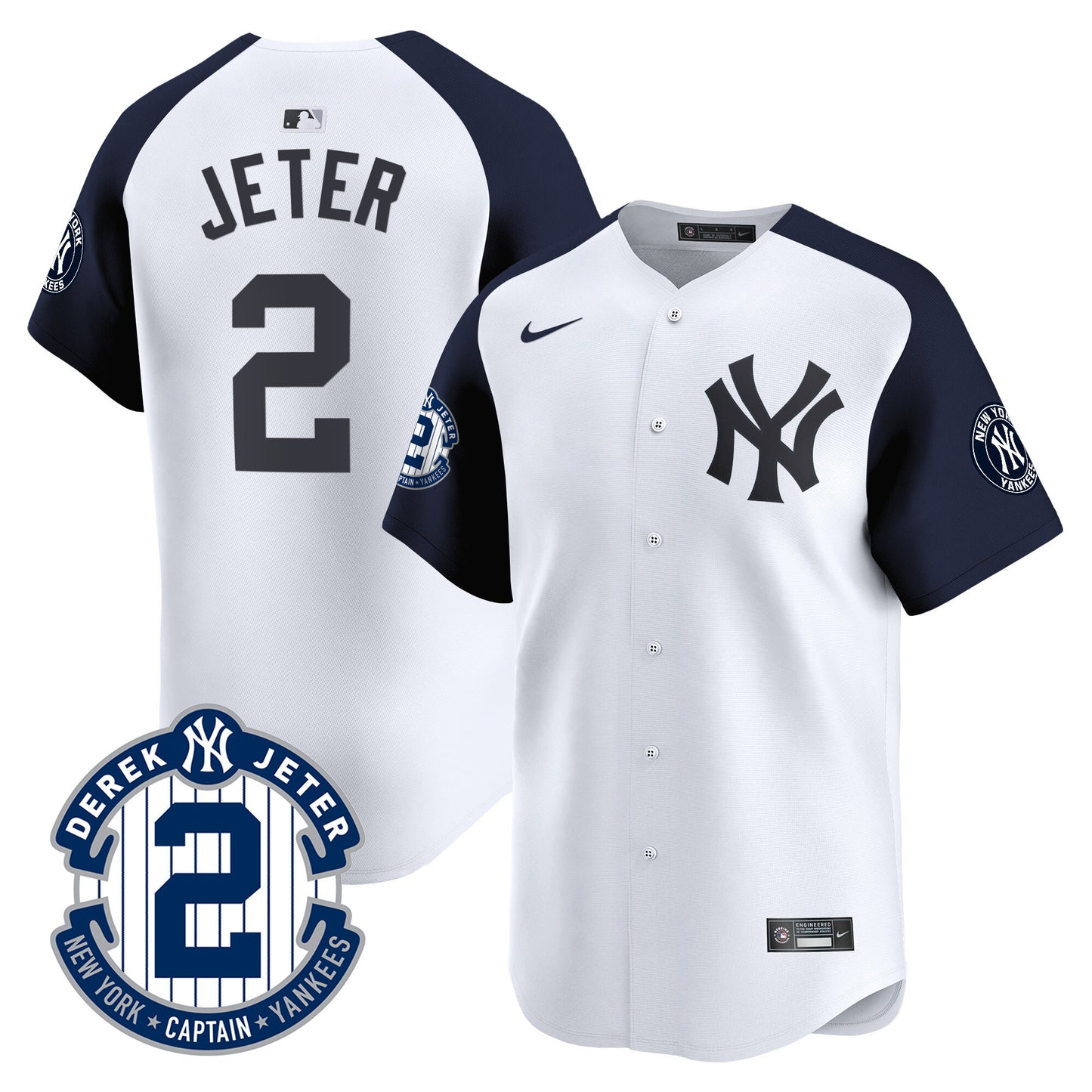 Yankees Derek Jeter Patch Vapor Premier Limited Jersey - All Stitched