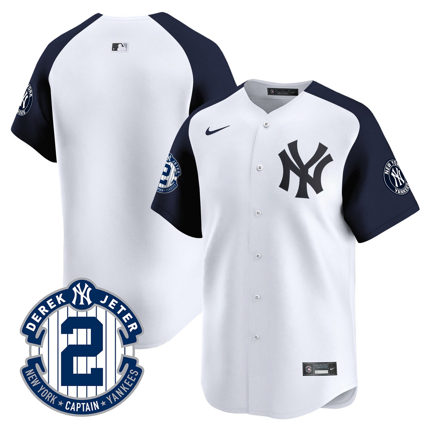 Yankees Derek Jeter Patch Vapor Premier Limited Jersey - All Stitched