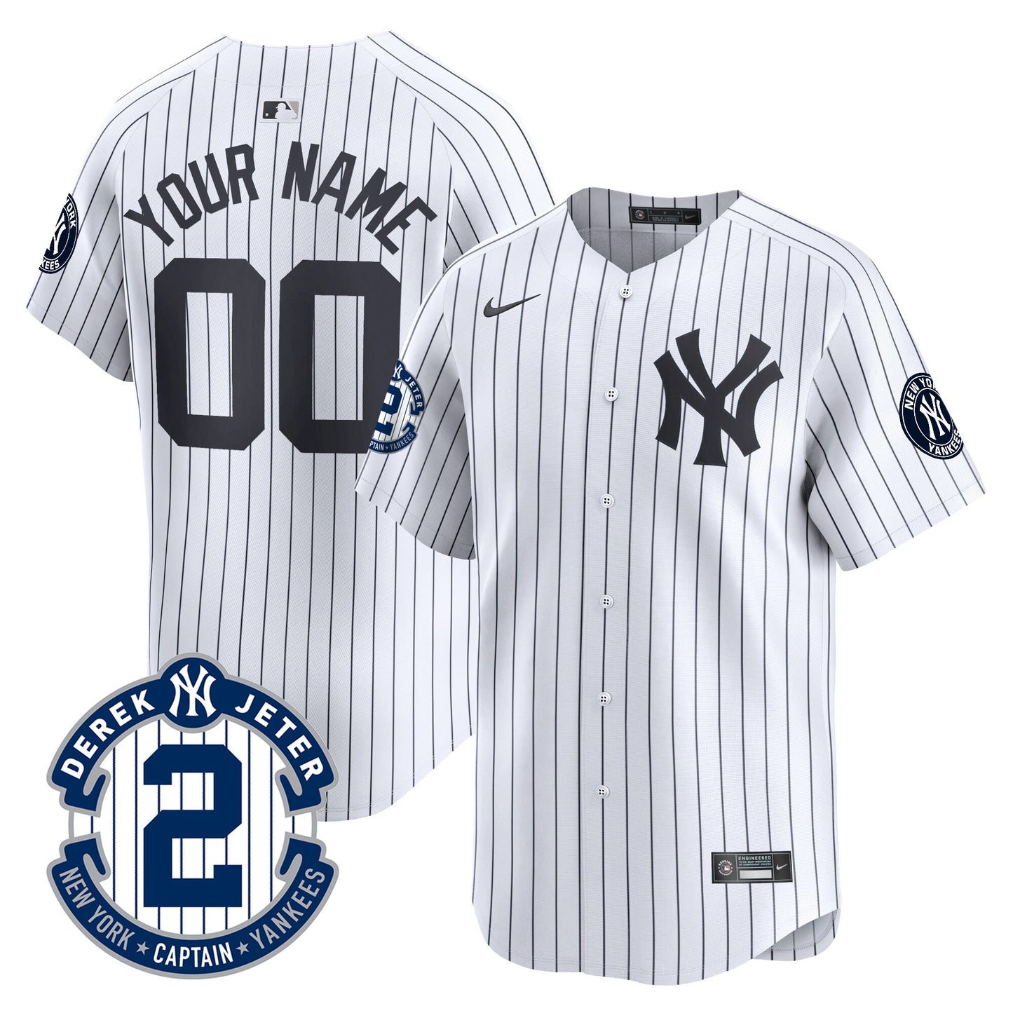 Yankees Derek Jeter Patch Vapor Premier Limited Custom Jersey - All Stitched