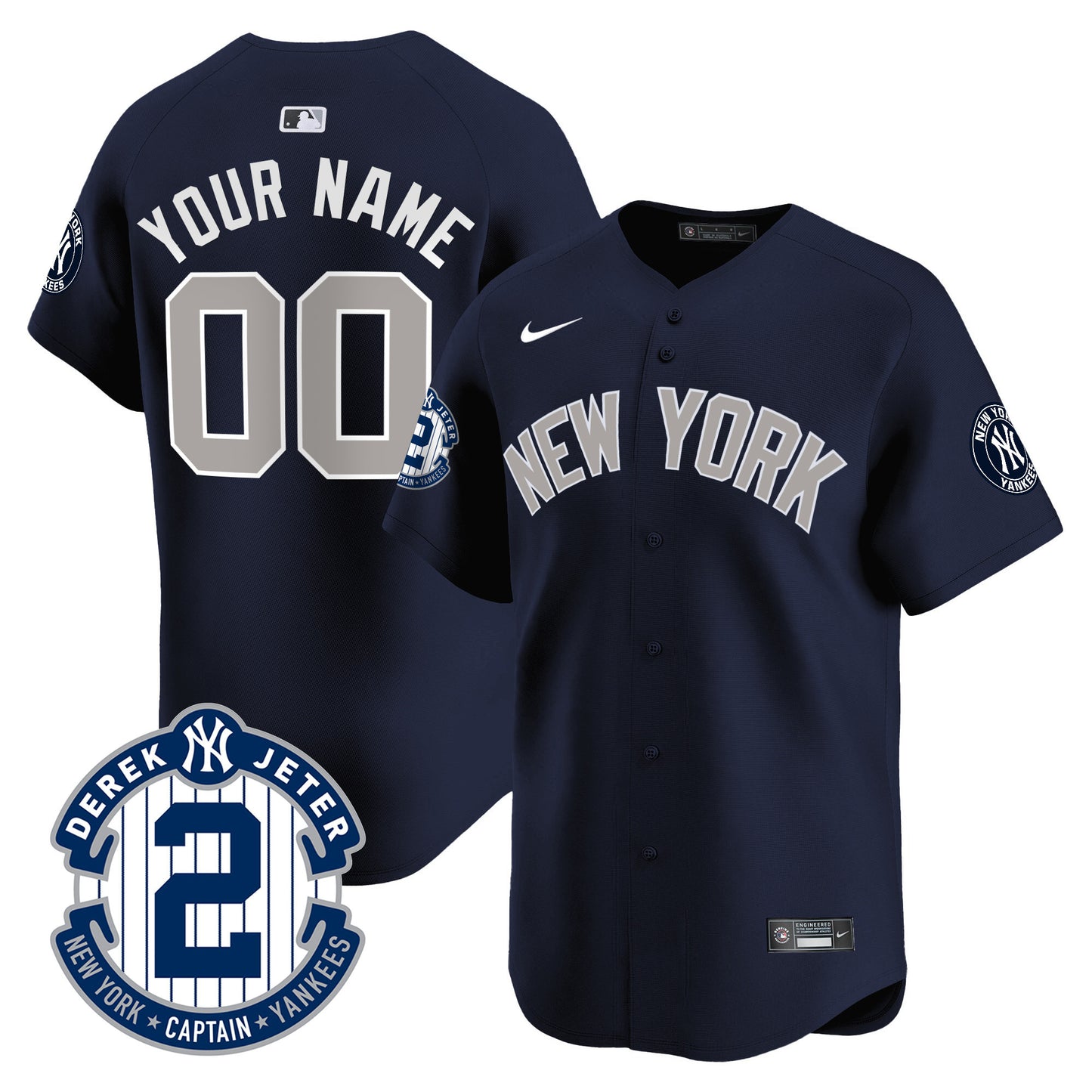 Yankees Derek Jeter Patch Vapor Premier Limited Custom Jersey - All Stitched