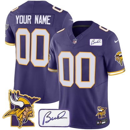 Vikings Bud Grant & Minnesota Patch Classic Limited Custom Jersey - All Stitched