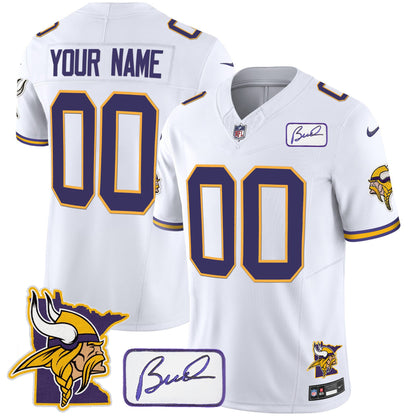 Vikings Bud Grant & Minnesota Patch Classic Limited Custom Jersey - All Stitched