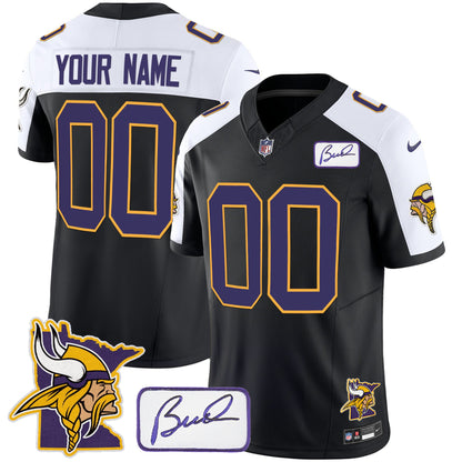 Vikings Bud Grant & Minnesota Patch Classic Limited Custom Jersey - All Stitched