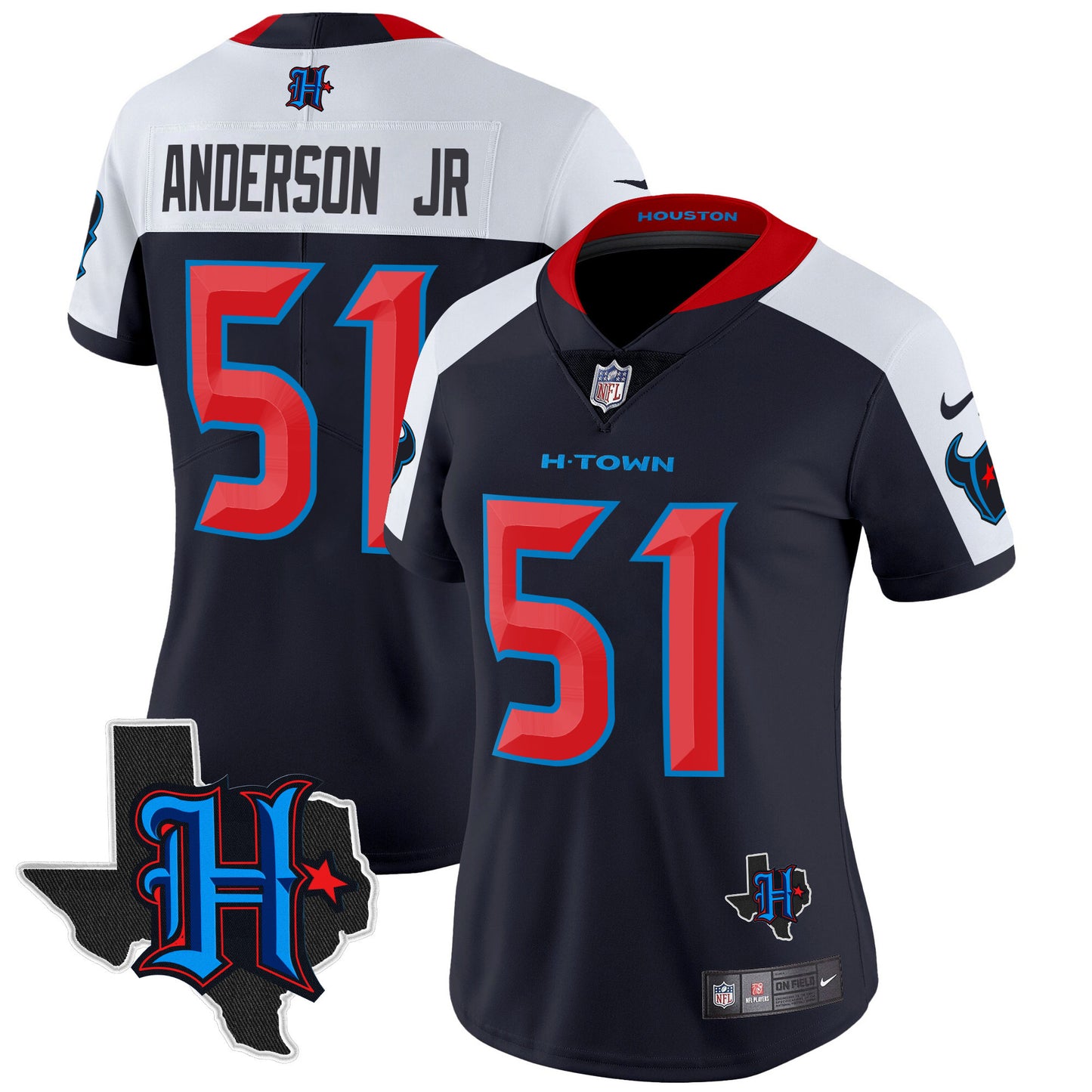 Women's Houston Texans 2024 Texas Patch Vapor Limited Jersey V2 - All Stitched