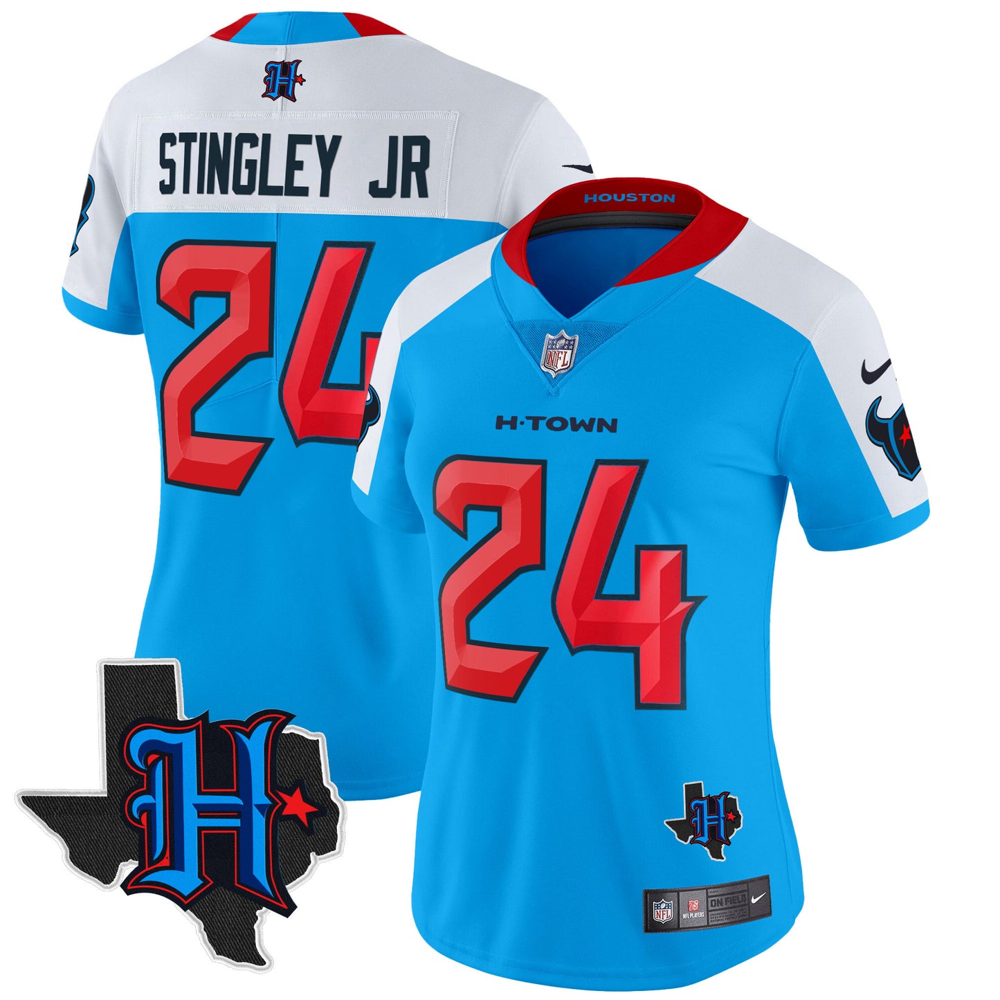 Women's Houston Texans 2024 Texas Patch Vapor Limited Jersey V2 - All Stitched