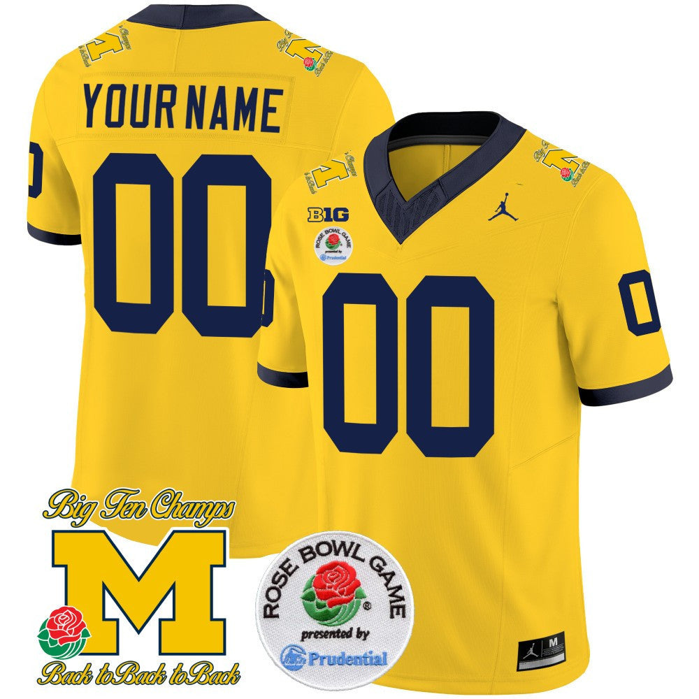 Michigan Rose Bowl Patch Vapor Limited Jersey - All Stitched