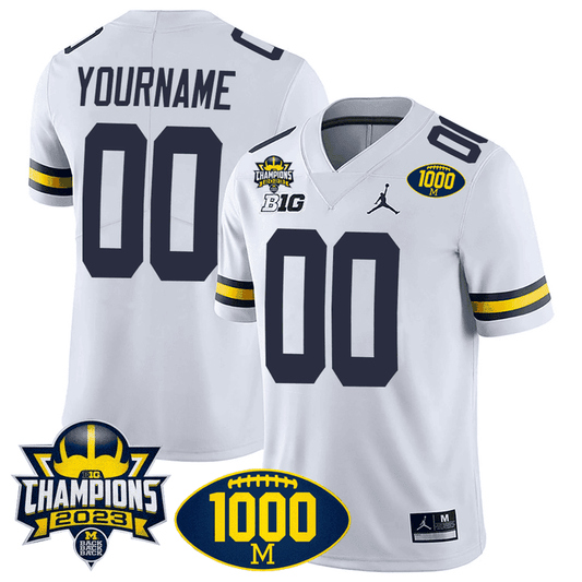 Michigan 1000 Wins & BIG10 Champions Patch Special Custom Jersey - All Stitched