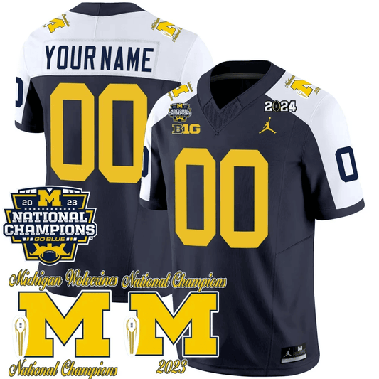 Michigan CFP 2023 National Champions Patch Vapor Custom Jersey - All Stitched