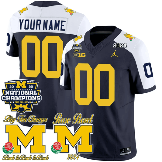 Michigan 2023 National Champions & Rose Bowl Patch Vapor Custom Jersey- All Stitched