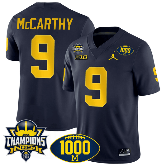 Michigan 1000 Wins & BIG10 Champions Patch Special Jersey - All Stitched