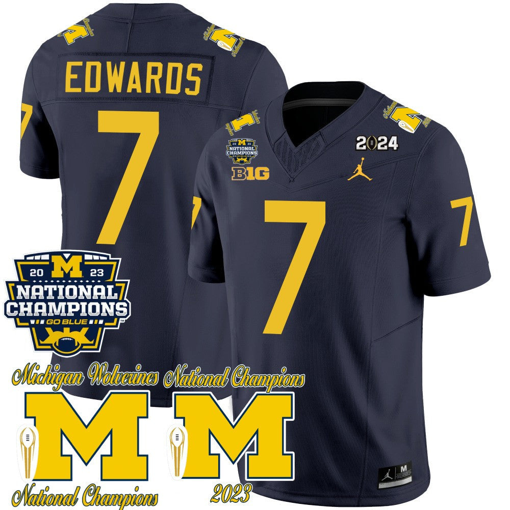 Michigan CFP 2023 National Champions Patch Vapor Jersey - All Stitched