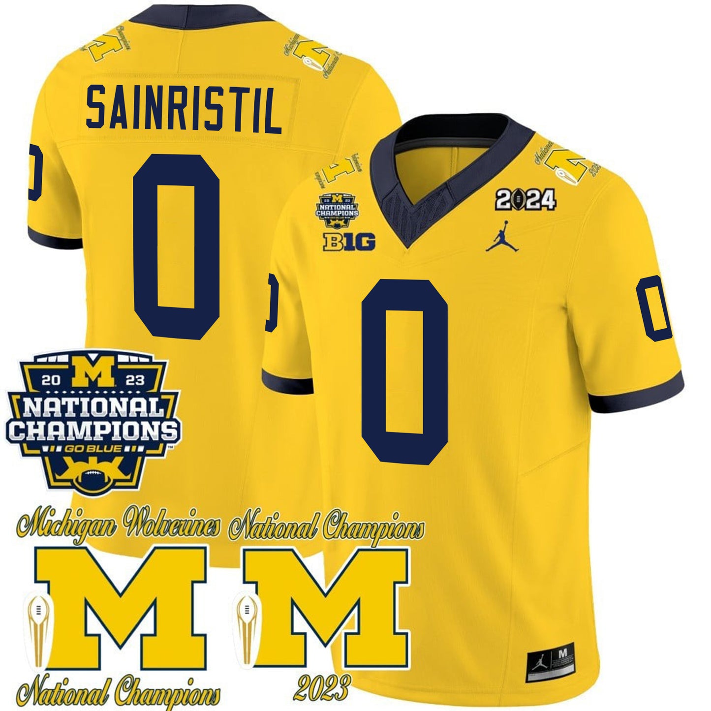 Michigan CFP 2023 National Champions Patch Vapor Jersey - All Stitched