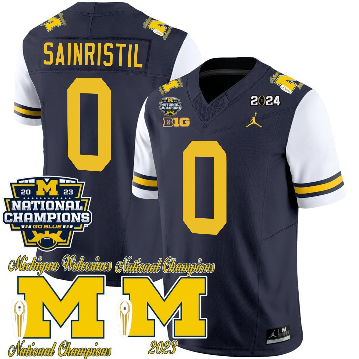 Michigan CFP 2023 National Champions Patch Vapor Jersey - All Stitched