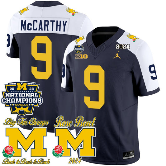 Michigan 2023 National Champions & Rose Bowl Patch Vapor Jersey - All Stitched