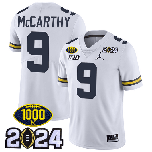 Michigan 1000 Wins & 2024 College Bowl Patch Vapor Limited Jersey - All Stitched