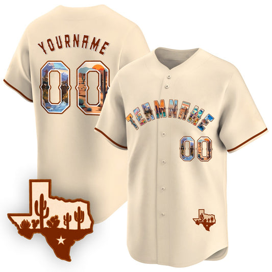 CUSTOM WHITE TEXAS ART BASEBALL JERSEY - EMBROIDERED