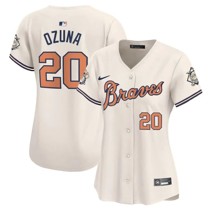 Women Braves Peaches Cream Vapor Limited Jersey - All Stitched