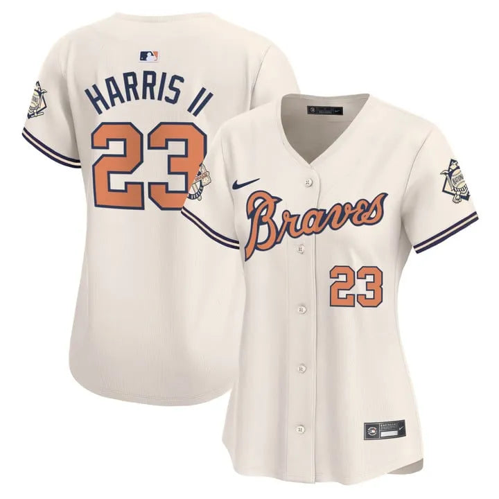 Women Braves Peaches Cream Vapor Limited Jersey - All Stitched