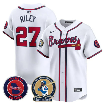 Braves Hank Aaron 715th Home Run Patch Limited Jersey - All Stitched