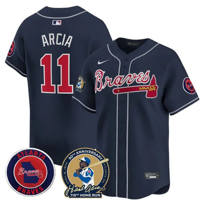 Braves Hank Aaron 715th Home Run Patch Limited Jersey - All Stitched