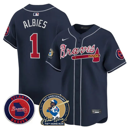 Braves Hank Aaron 715th Home Run Patch Limited Jersey - All Stitched