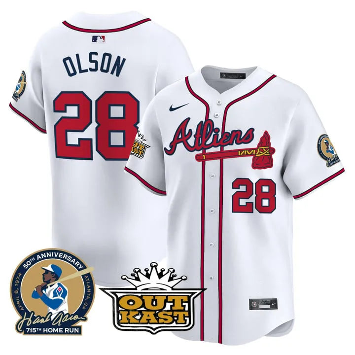 Braves Atliens & Hank Aaron Patch Limited Jersey - All Stitched