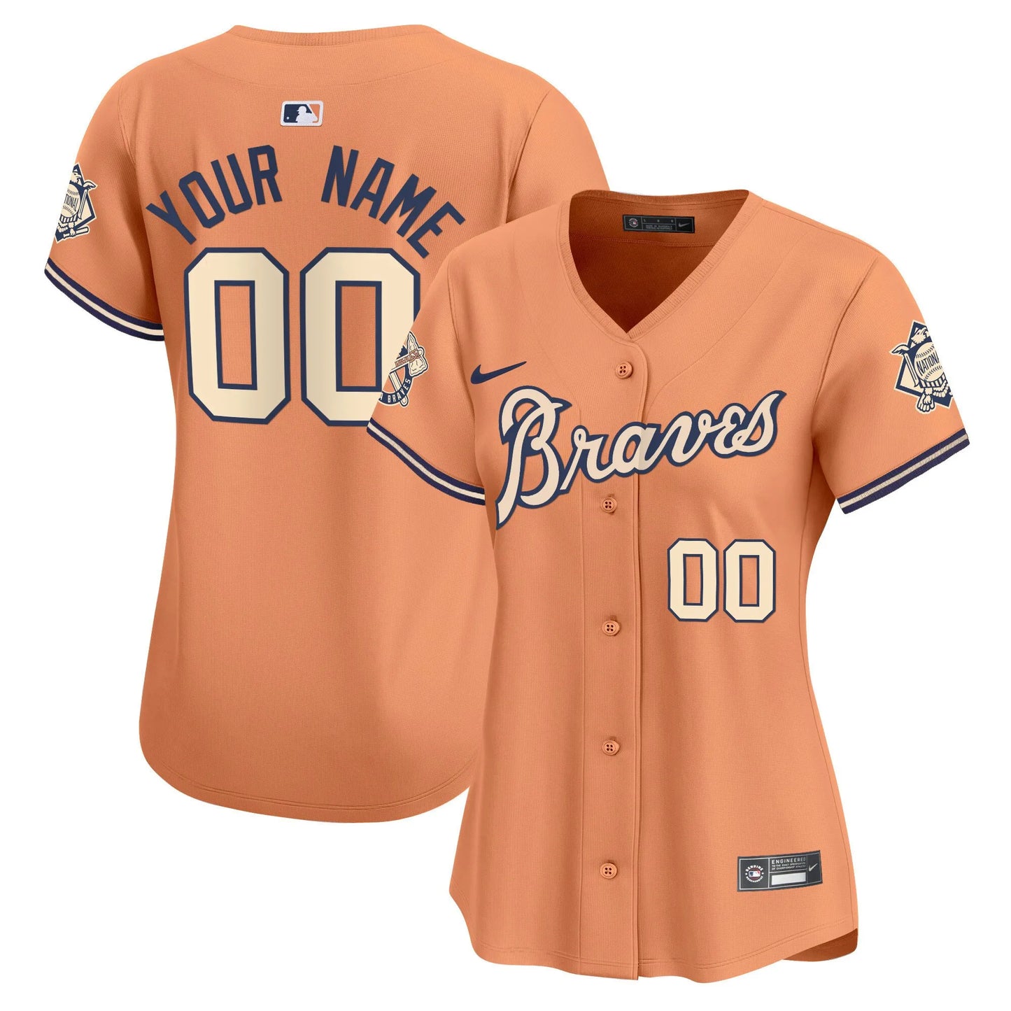 Braves Peaches Cream Vapor Limited Custom Jersey - All Stitched