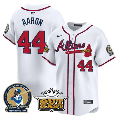 Braves Atliens & Hank Aaron Patch Limited Jersey - All Stitched