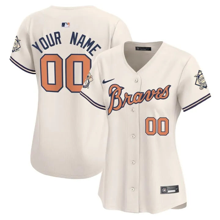 Braves Peaches Cream Vapor Limited Custom Jersey - All Stitched