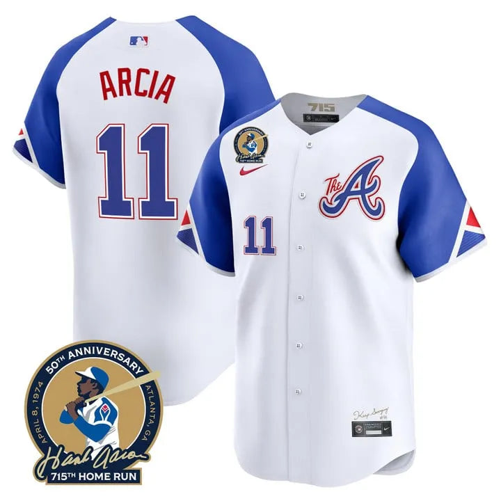 Braves Hank Aaron 715th Home Run Patch Limited Jersey - All Stitched