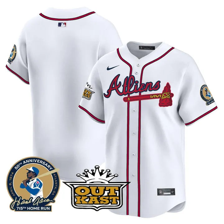 Braves Atliens & Hank Aaron Patch Limited Jersey - All Stitched